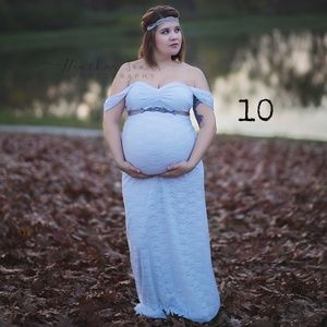 White Lace Off the Shoulder Maternity Gown